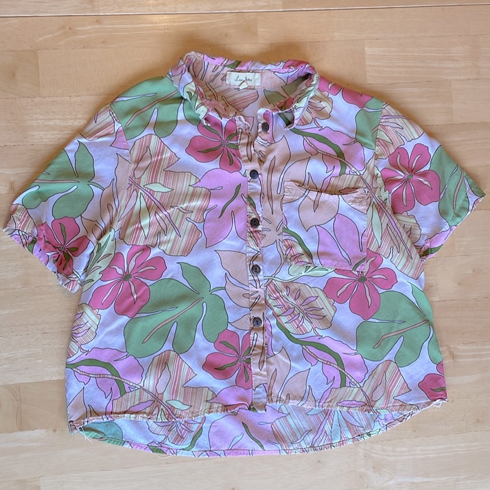Love Notes Multicolor Floral button down short sleeve